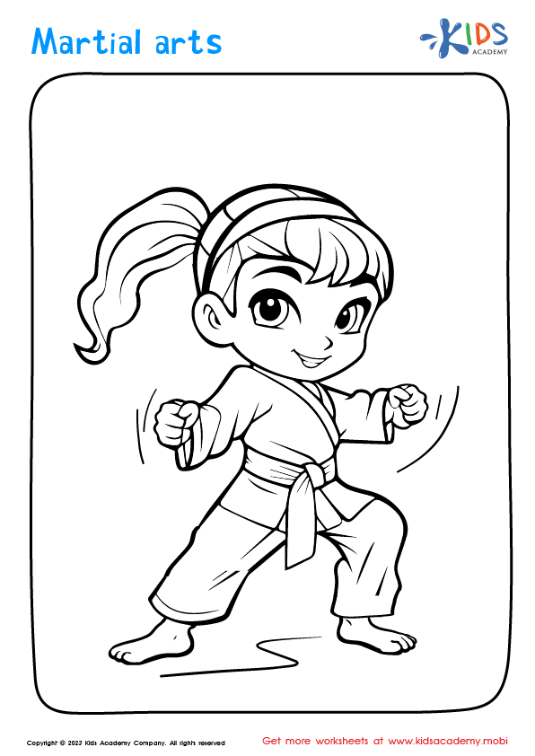 Girl Practicing Martial Arts coloring page