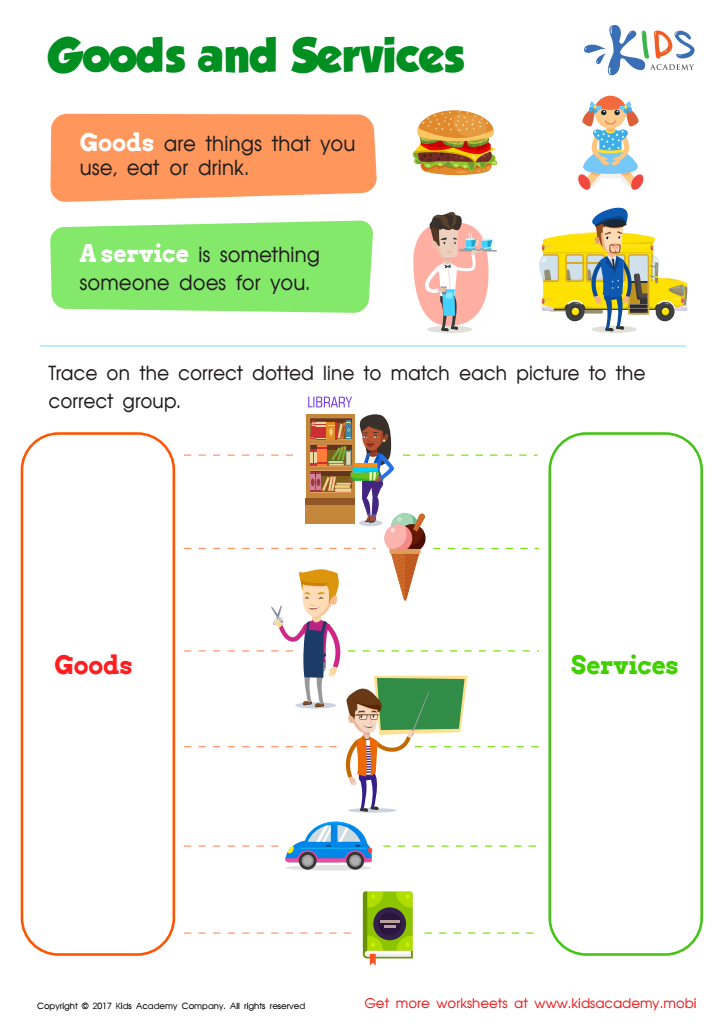 Community helpers worksheet goods and services