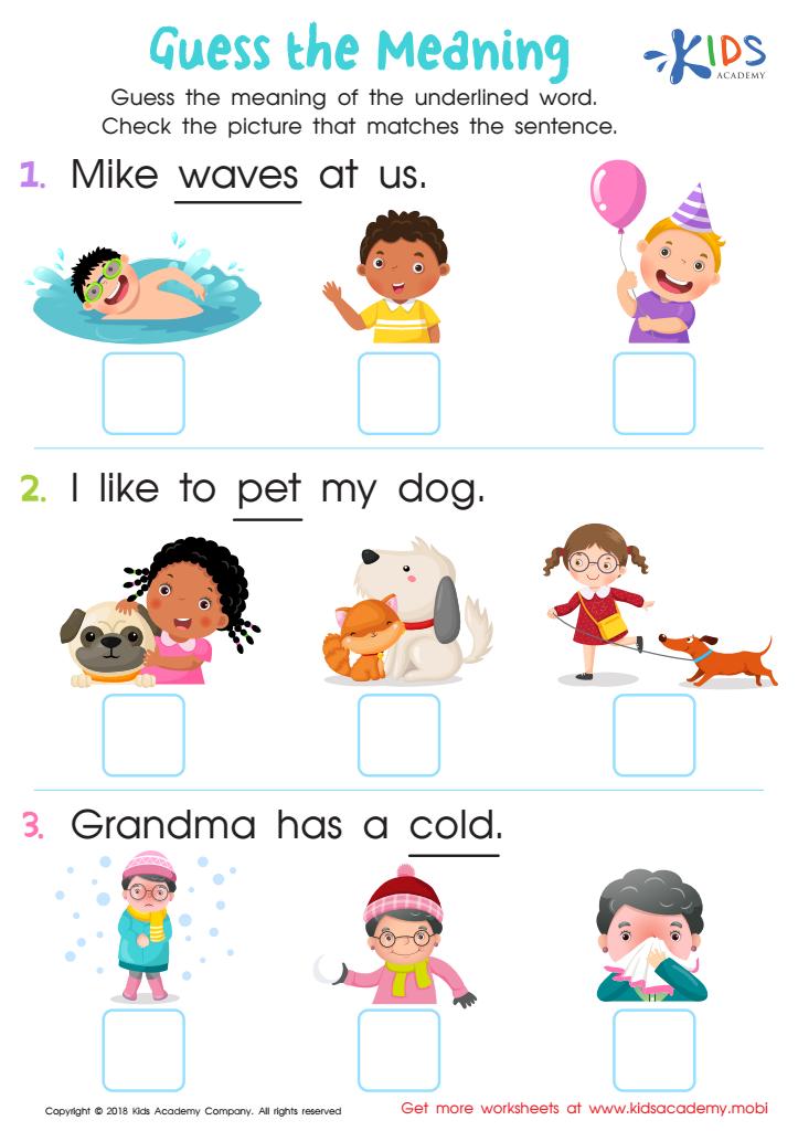 Guess the Meaning Worksheet: Free Printout for Children - Answers and