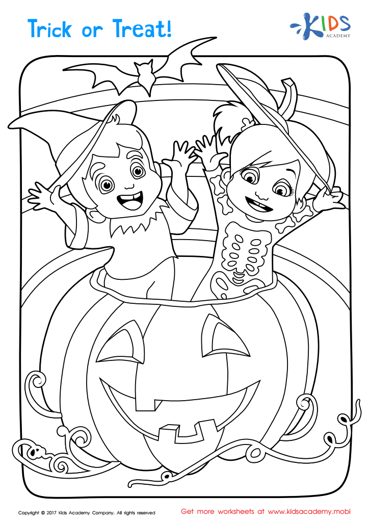Free Halloween Coloring Pages: a Girl and a Boy