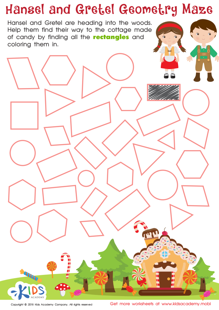 Hansel And Gretel Geometry Maze Worksheet Free Printout For Children