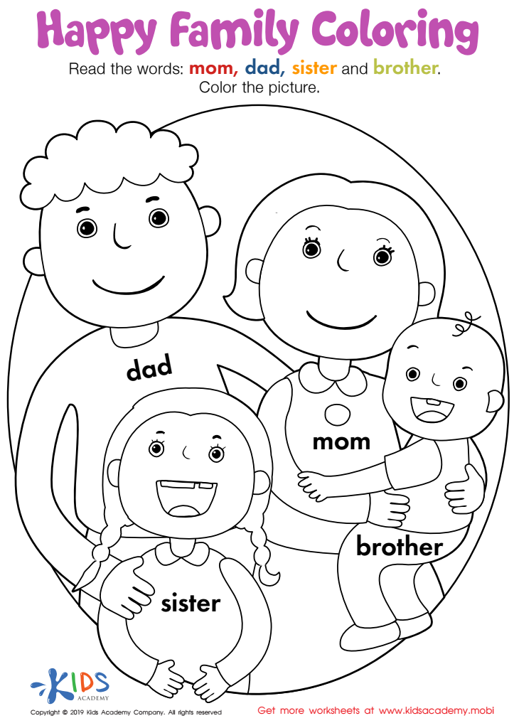 Happy Family Coloring Worksheet