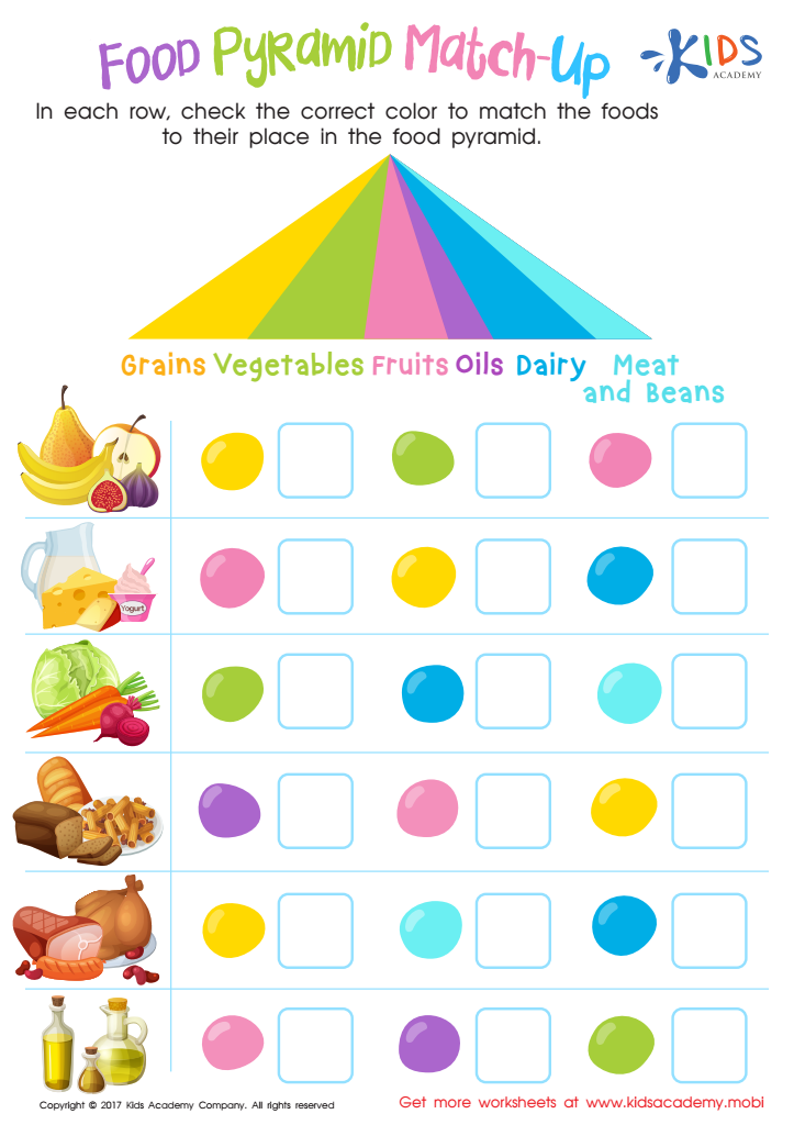 Food pyramid health worksheet printable
