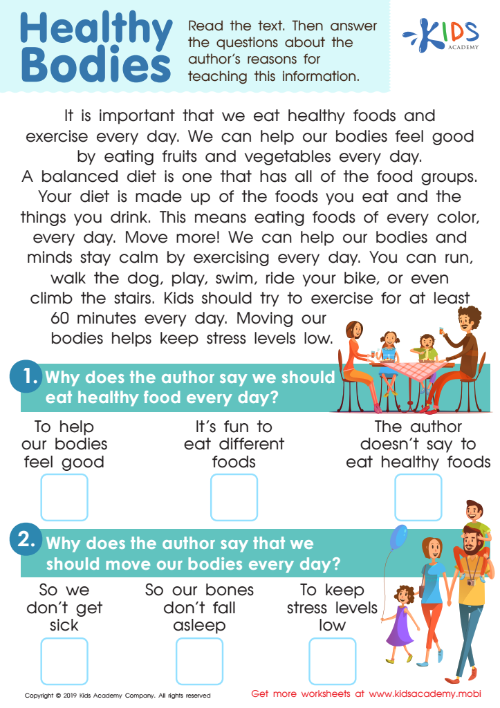 Healthy Bodies Worksheet