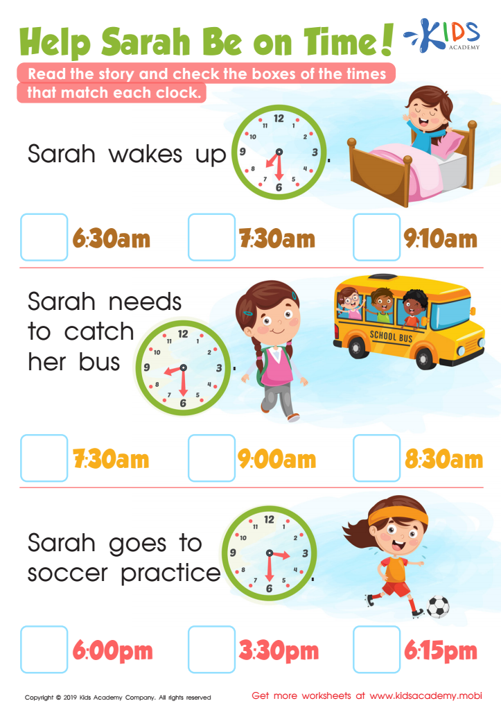 Help Sarah Be on Time! Worksheet
