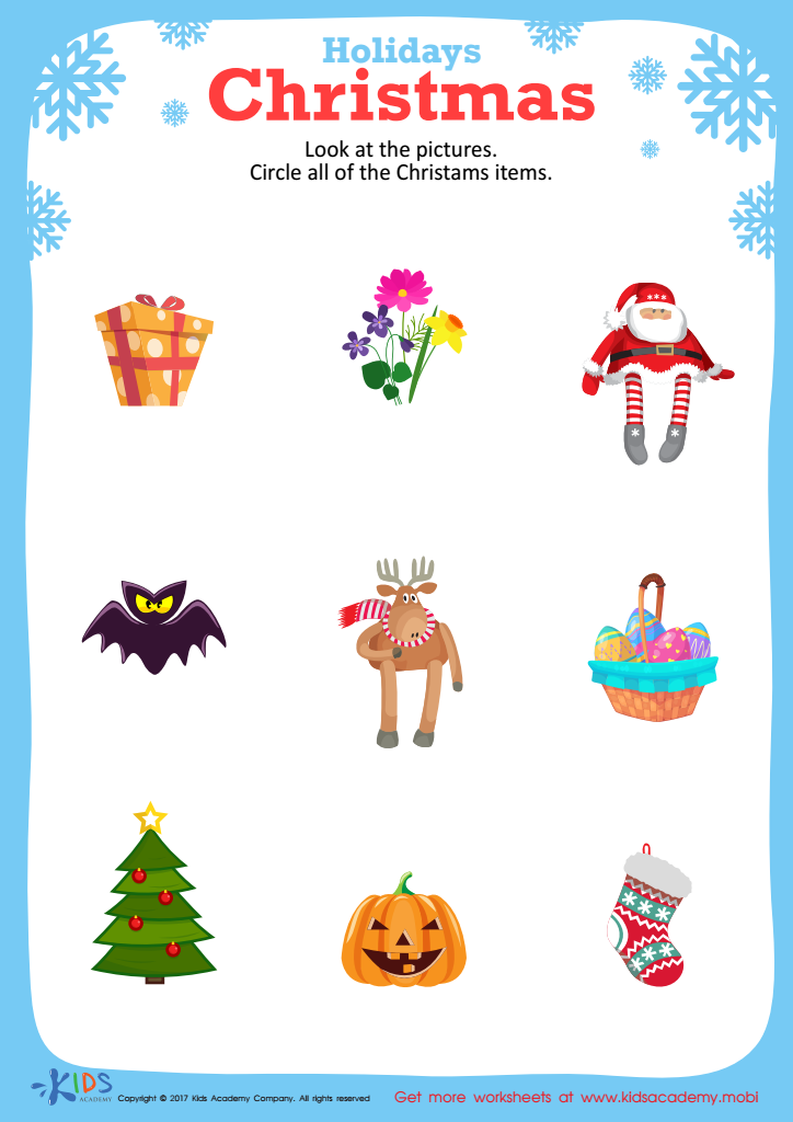 Free printable Christmas worksheet
