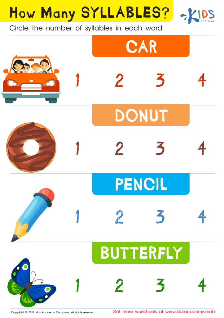 How Many Syllables? Worksheet
