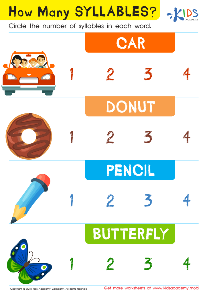 syllables for kindergarten worksheets