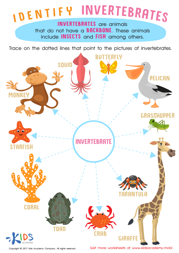 Invertebrates Worksheet for Grade 3, Printable PDF for Kids
