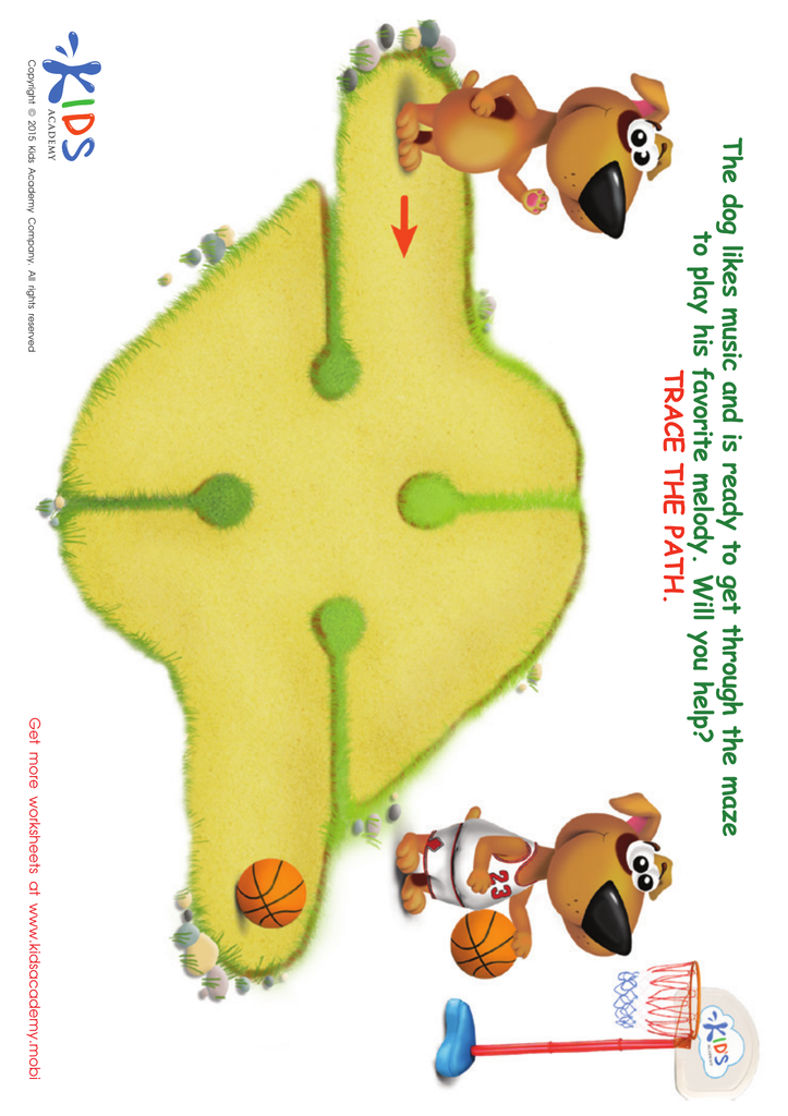Printable PDF Mazes For Kids: Basketball Player