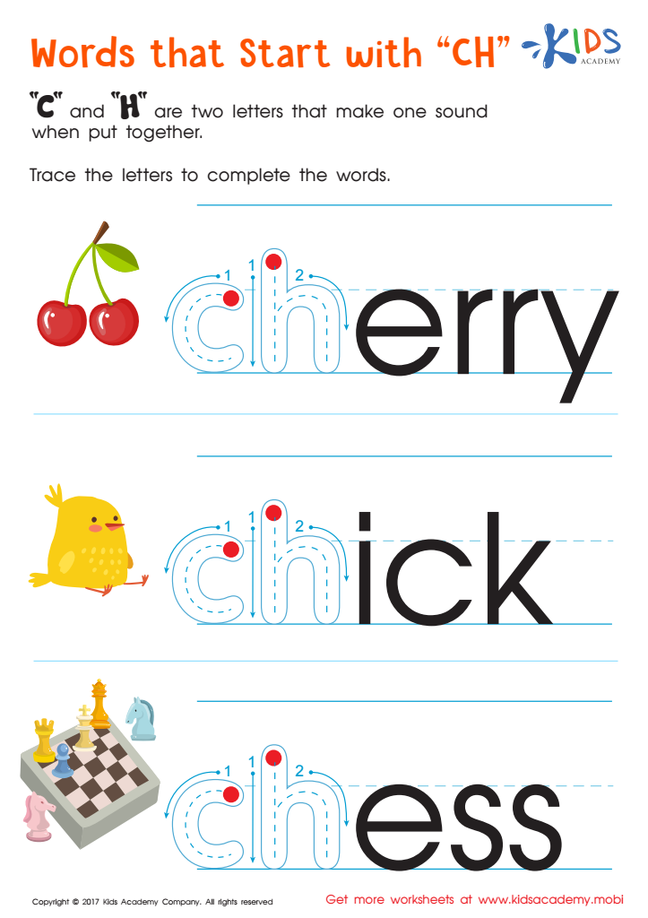 Worksheet: words that start with "ch"