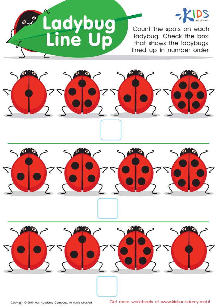 Ladybug Line Up Worksheet