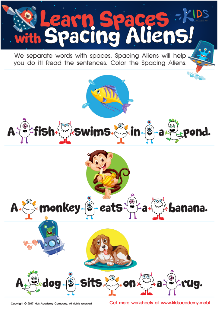 Learn Spaces with Aliens Worksheet