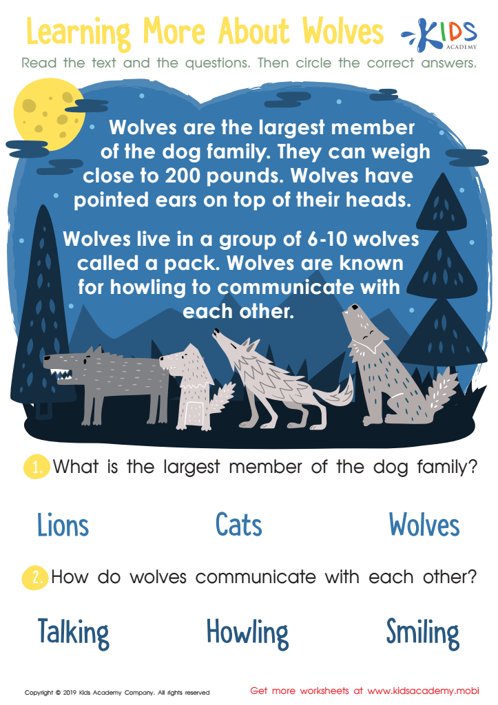 Learning More About Wolves Worksheet