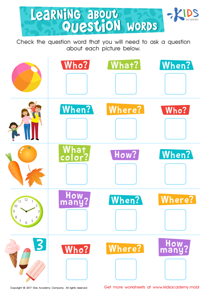 Learning about Question Words Worksheet