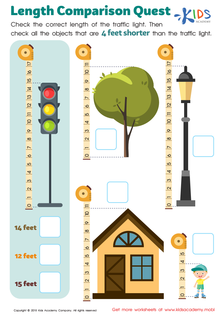 Length Comparison Quest Worksheet Free Printable PDF For Kids