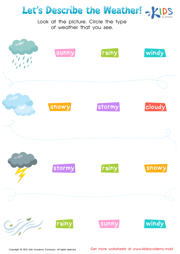 Let's Describe the Weather! Worksheet