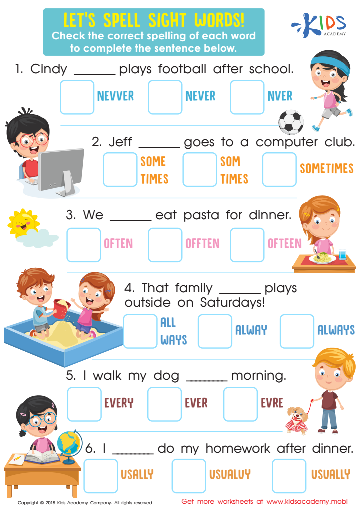 Let s Spell Sight Words Worksheet For Kids