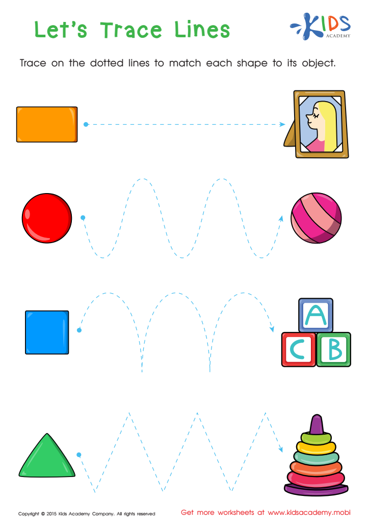 First Words: Let's Trace Lines Worksheet, Free Printout for Kids