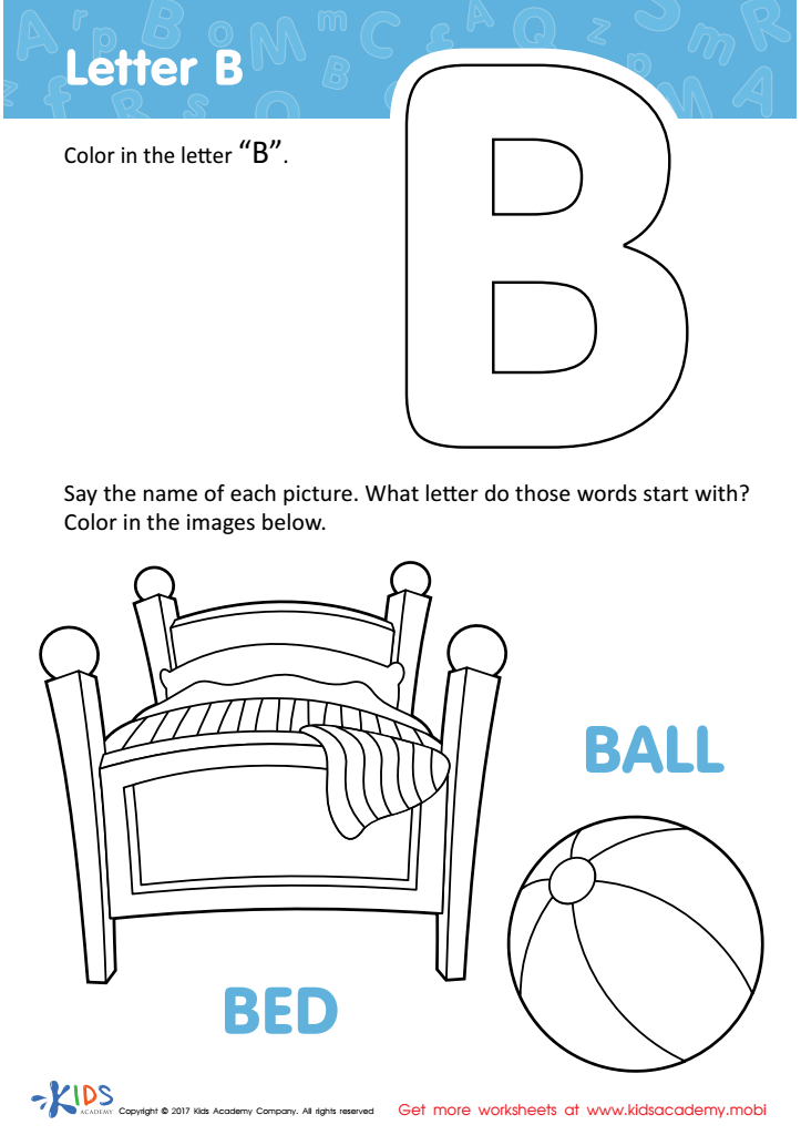 Words beginning with B worksheet