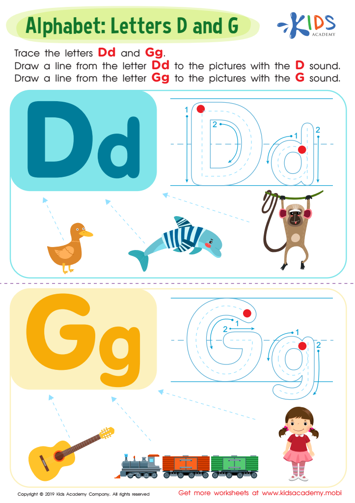 Letter D and G Tracing Worksheet Preview