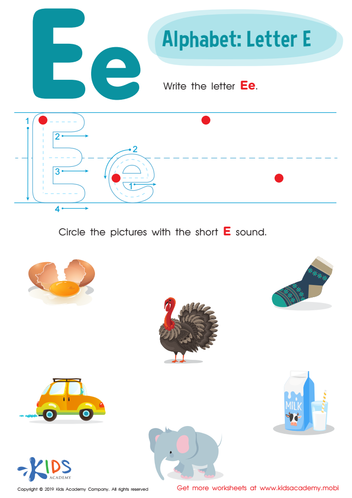 Letter E Tracing Worksheet Preview
