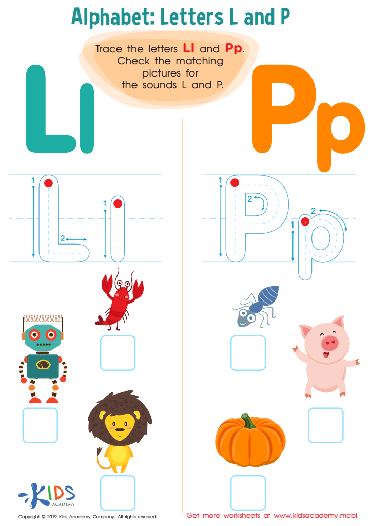 Letter L and P Tracing Worksheet Preview