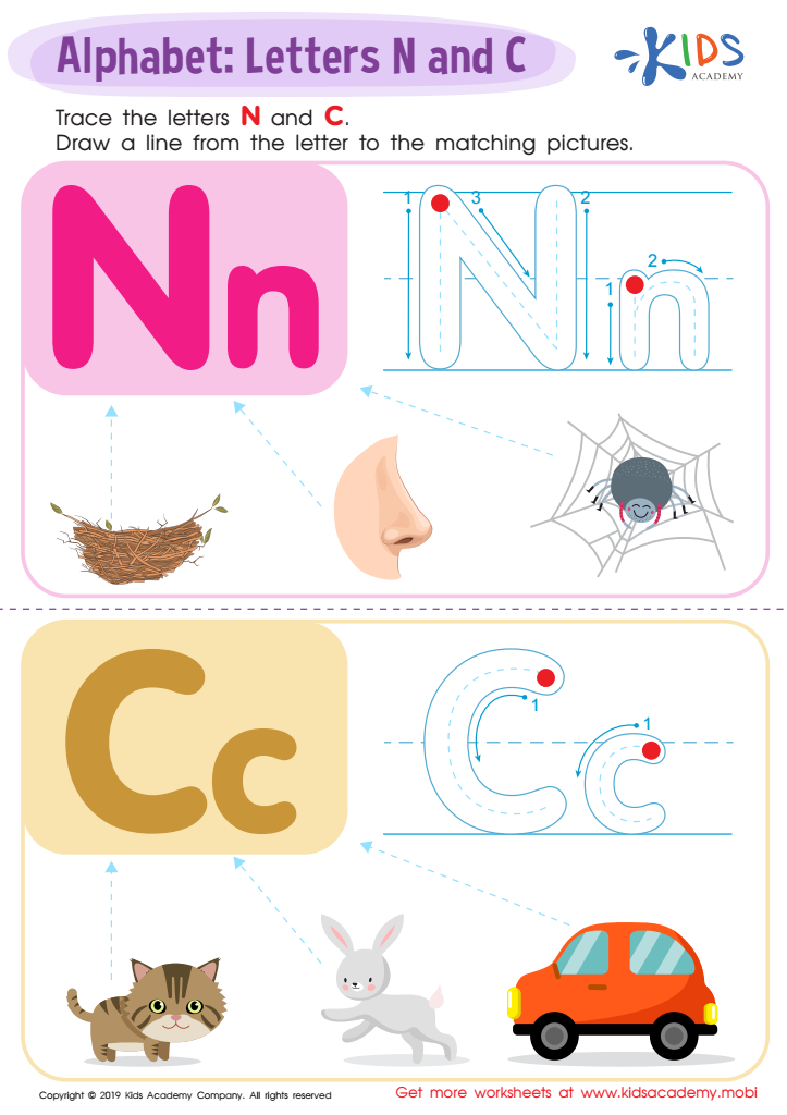 Letter N and C Tracing Worksheet Preview