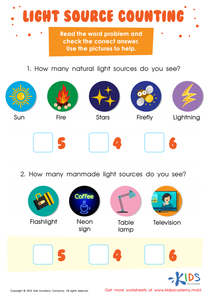 Light Source Counting Worksheet