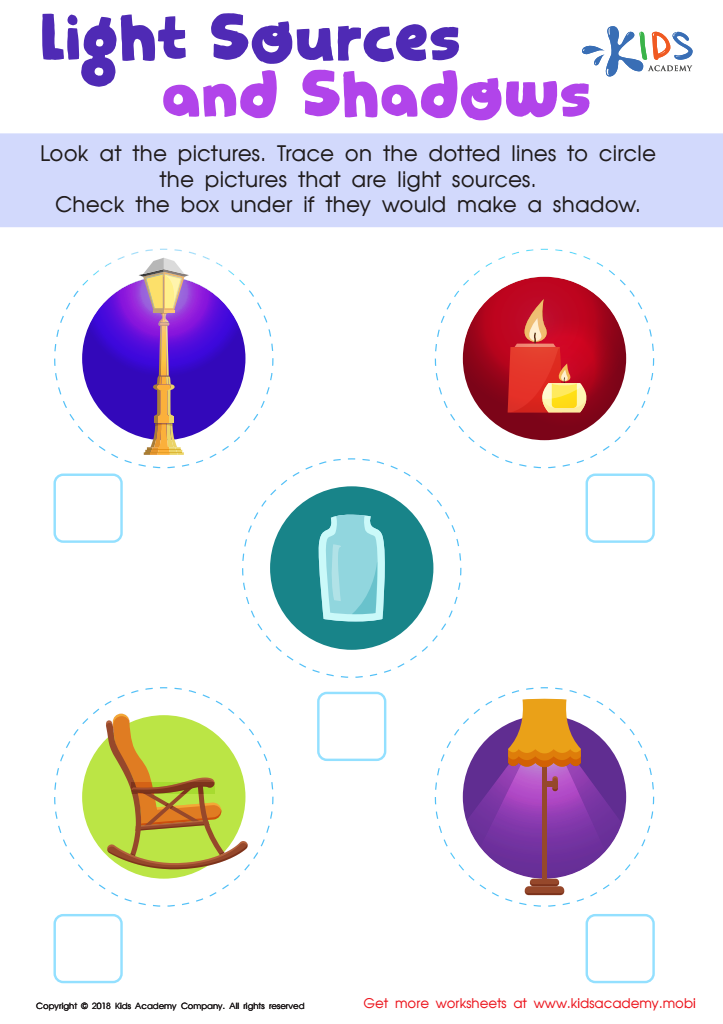 Light And Shadow Worksheets Worksheets For Kindergarten