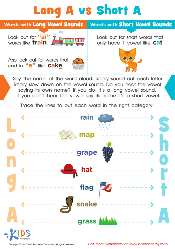 Long and Short Vowel A Worksheet