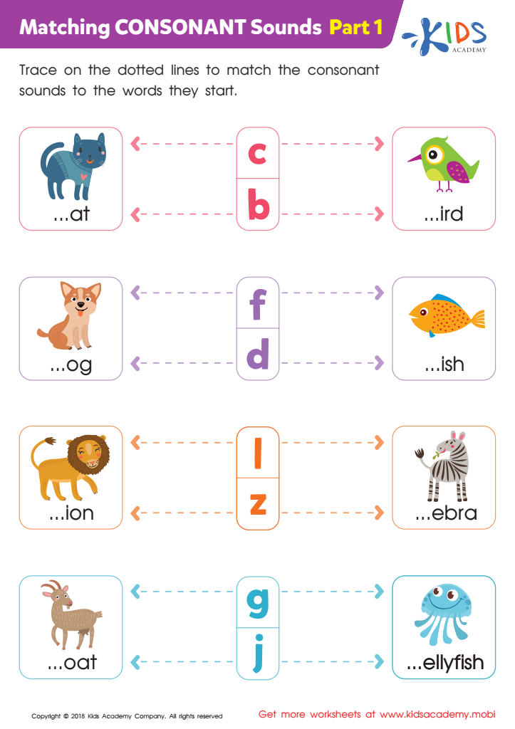 Matching Consonant Sounds - Part 1 Worksheet Preview