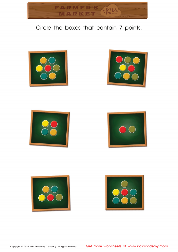 Count And Match Points 7 Math Worksheet Free Math Printable PDF For