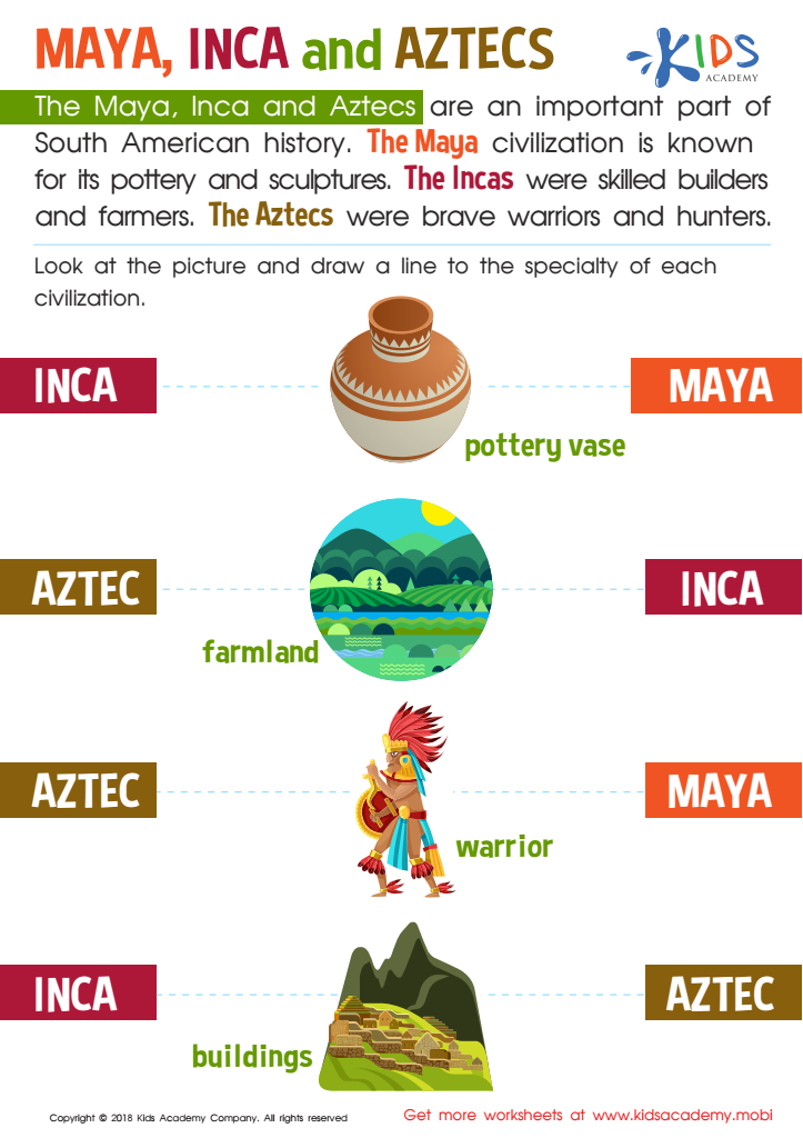 Maya, Inca and Aztecs Worksheet