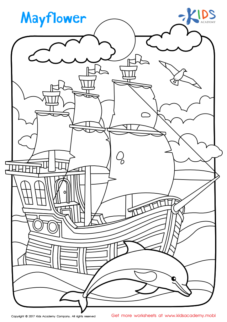 Mayflower ship coloring page