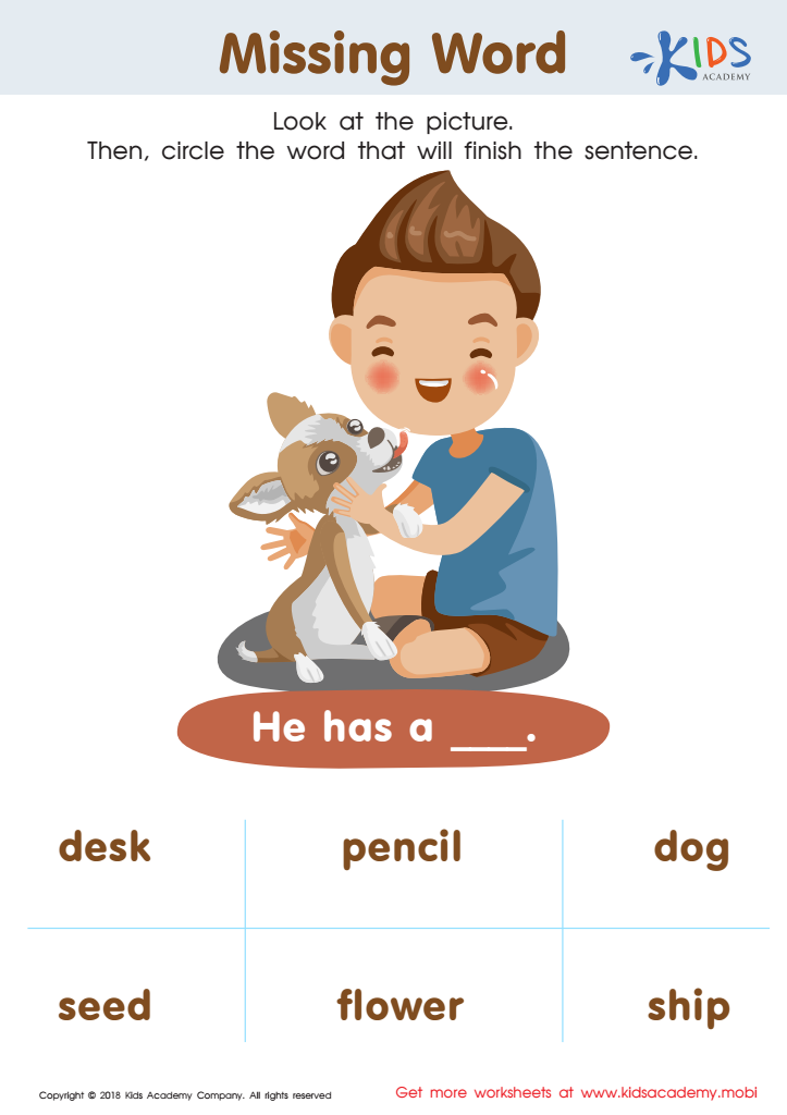 Missing Word Worksheet