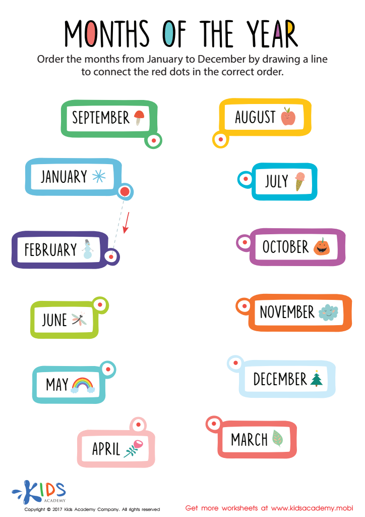 Months of the year PDF worksheet