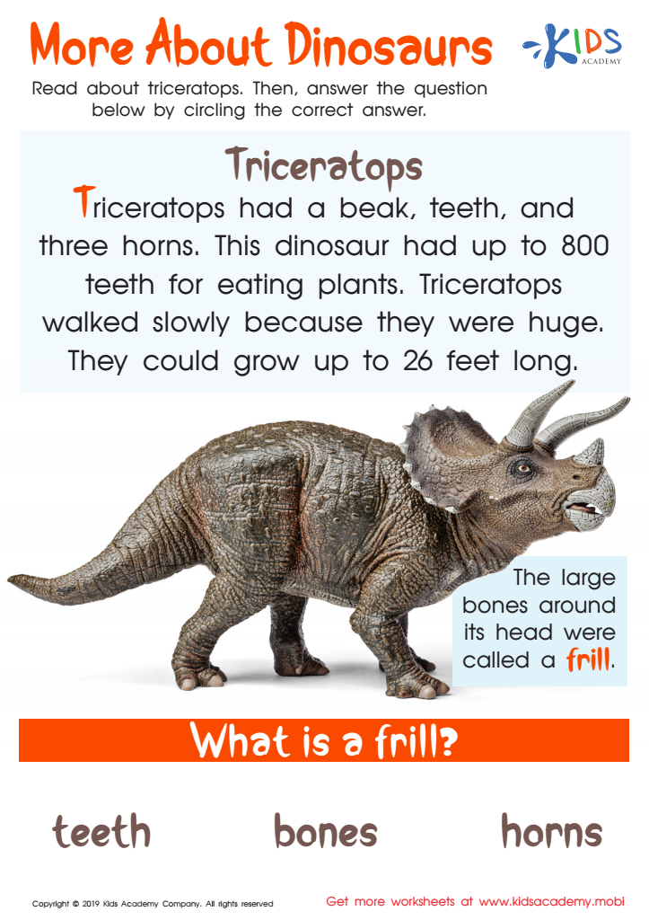 More About Dinosaurs Worksheet