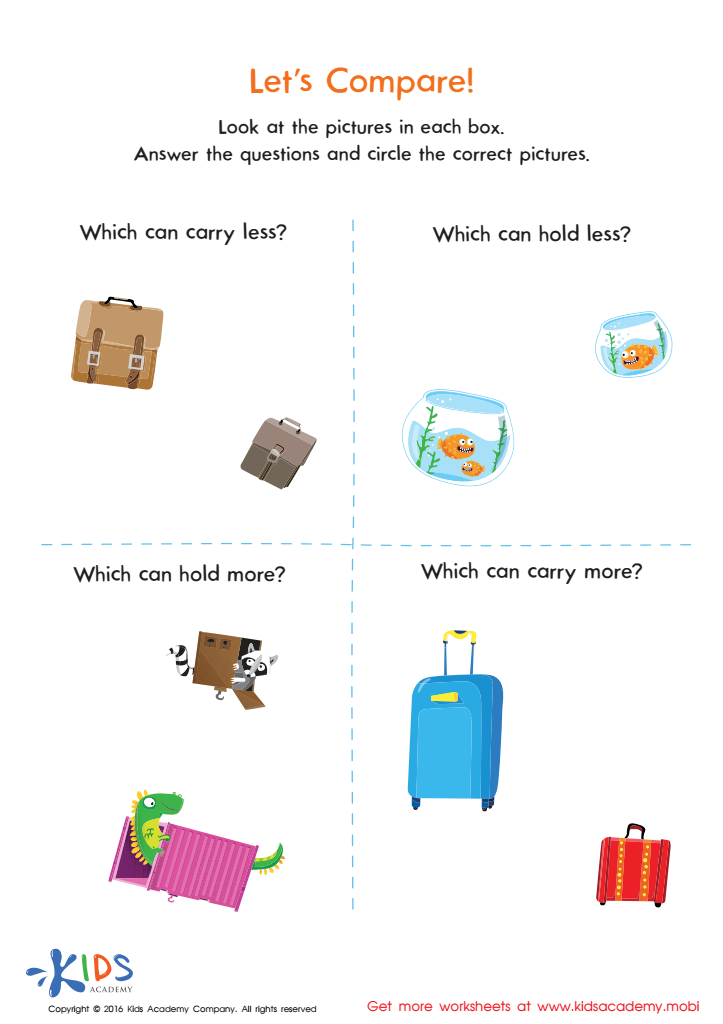 Let’s Compare Worksheet for Preschool