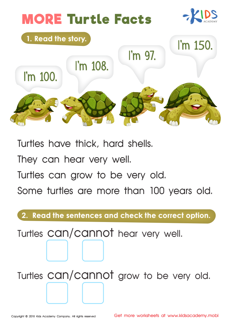 More Turtle Facts Worksheet