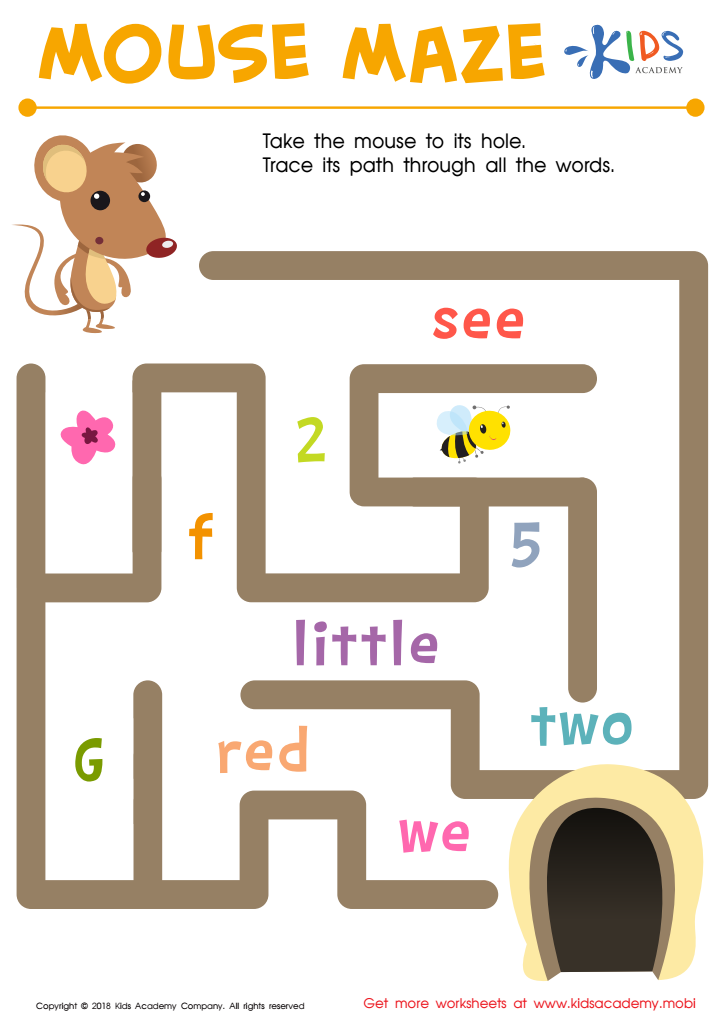 Find Words Mouse Maze Worksheet