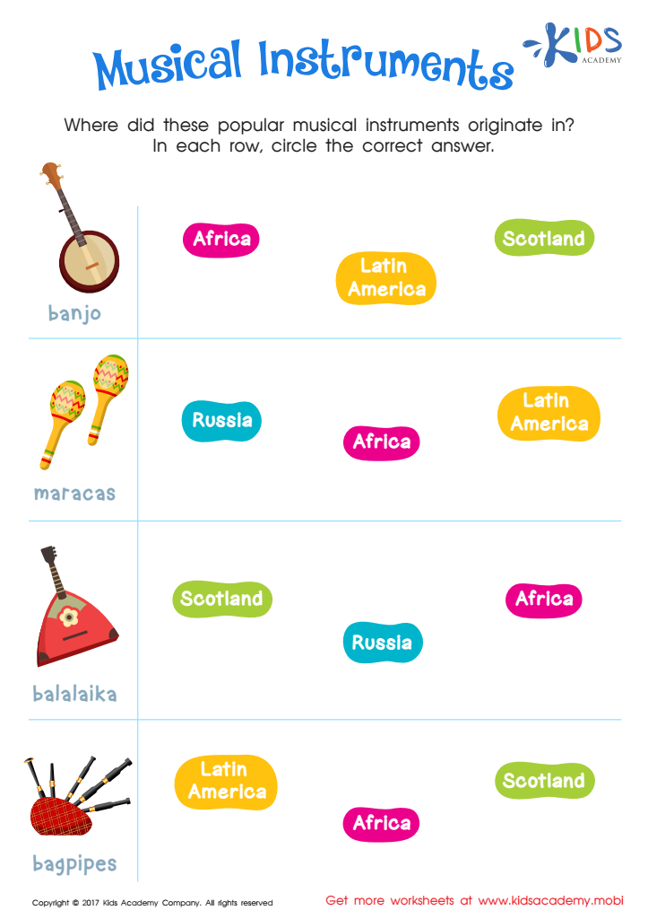 Musical Instruments Printable