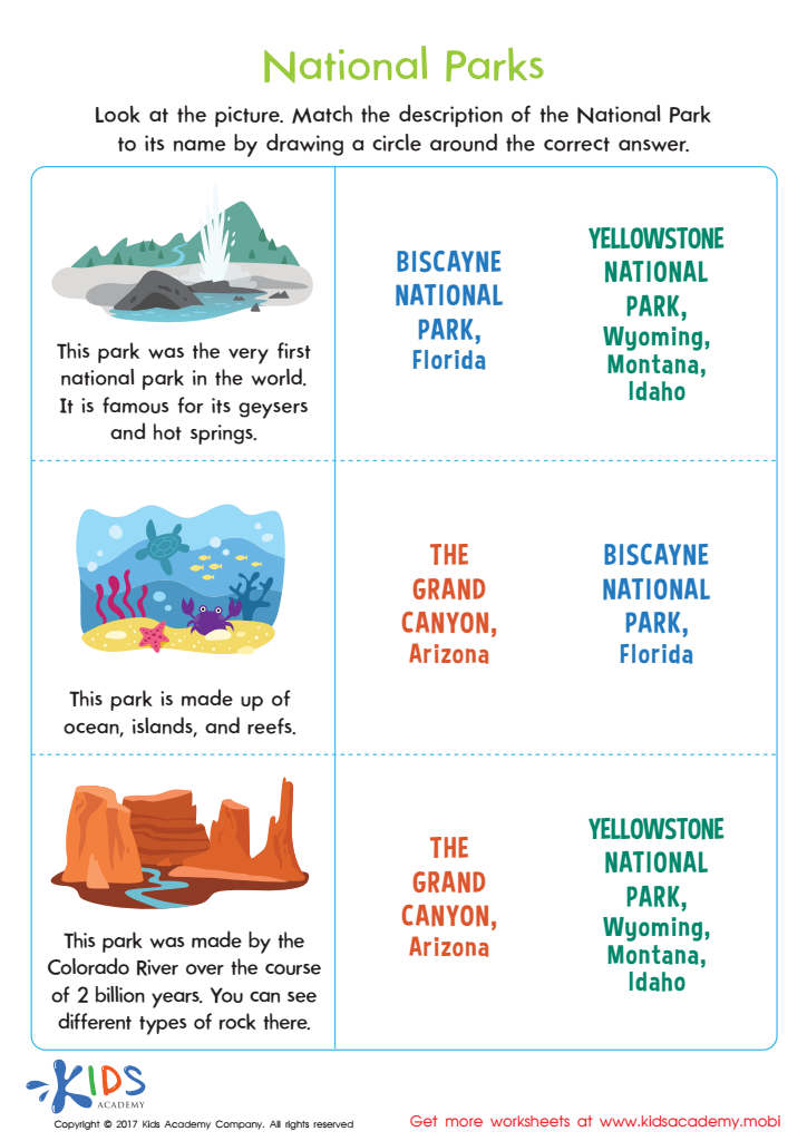 USA National Parks Worksheet