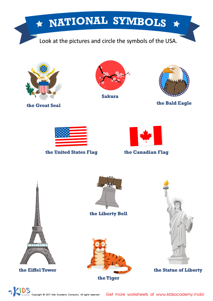 USA National Symbols Worksheet