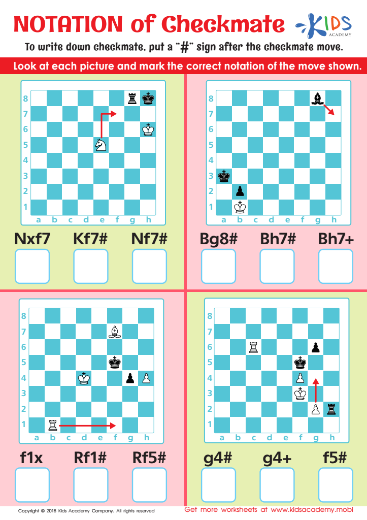 Two Rook Mate Practice Worksheet for kids