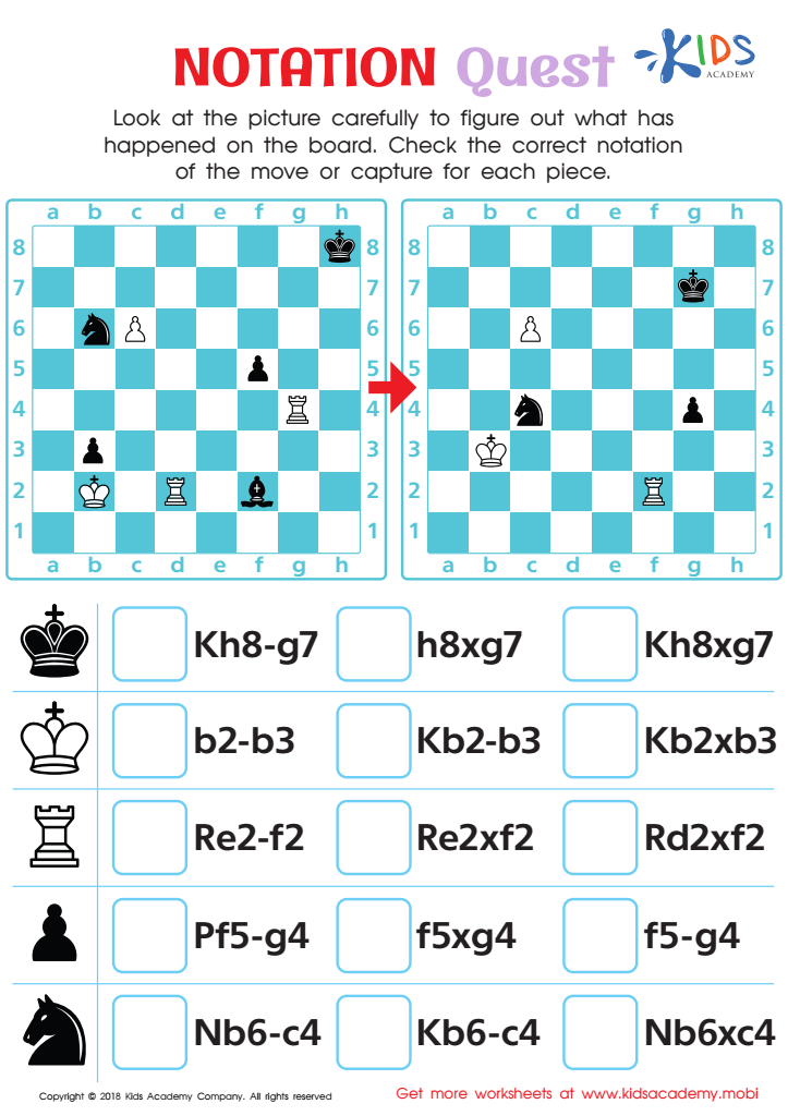 Chess Pieces Quest Worksheet: Free Printable PDF for Kids - Answers and  Completion Rate