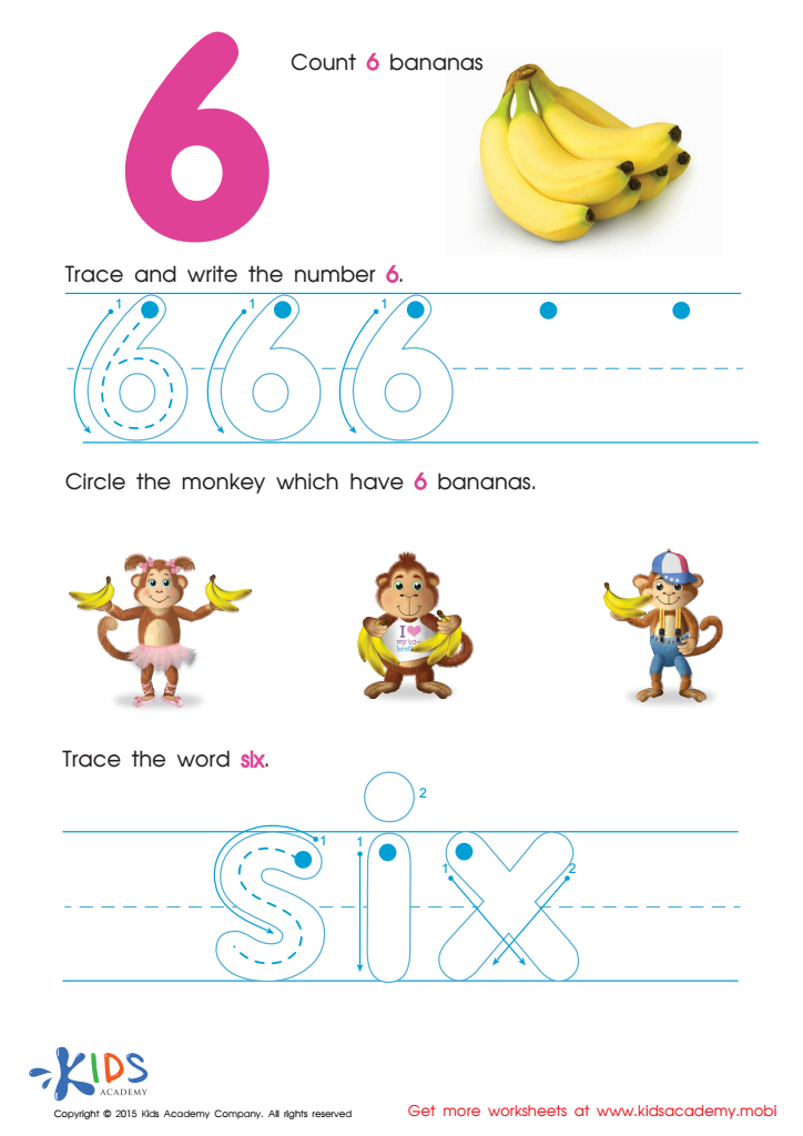 Learning Numbers Worksheets: Tracing And Writing Number 6 PDF