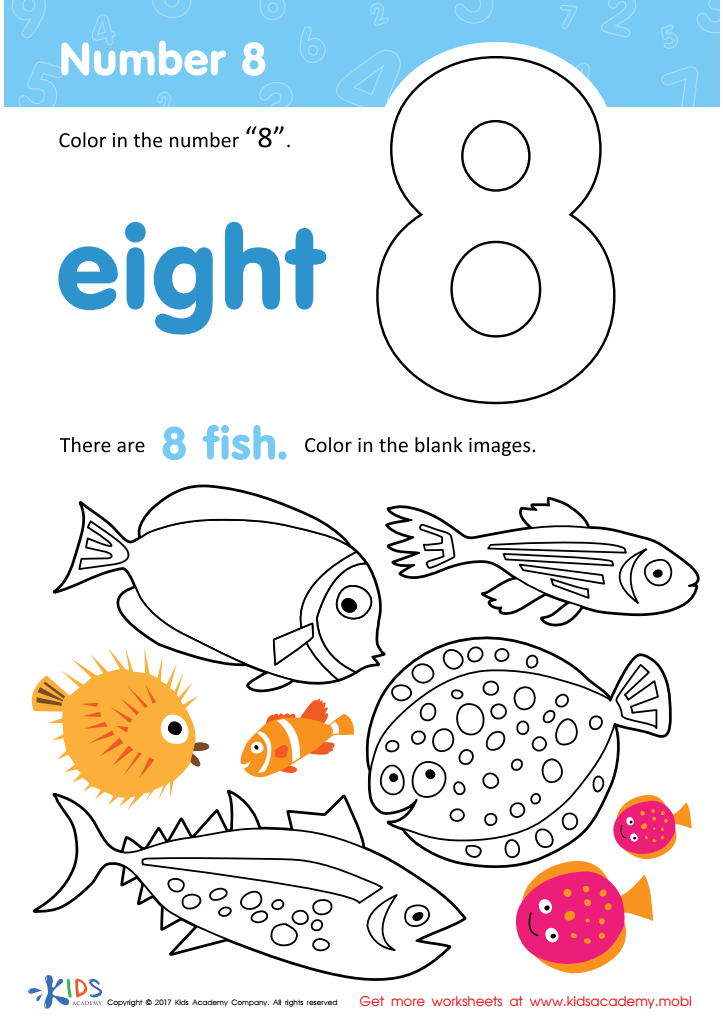 Number 8 Coloring Page: Free Printable Number 8 Worksheet