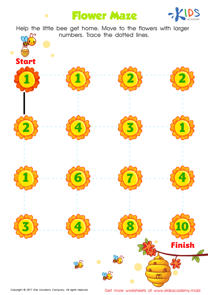 Number maze for kindergarten