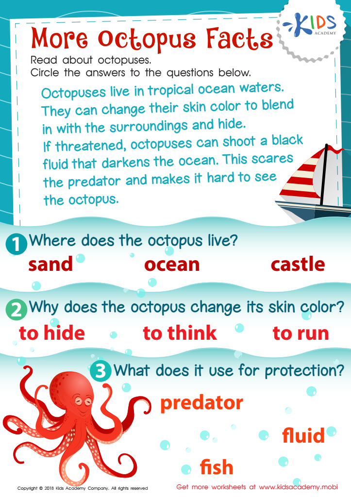 More Octopus Facts Worksheet